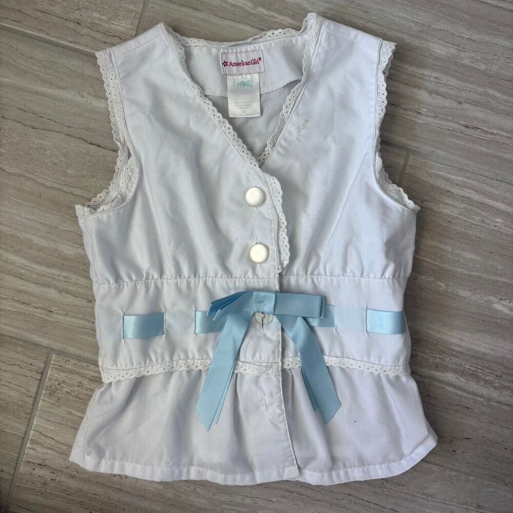 American-girl Women's White and Blue Gilet